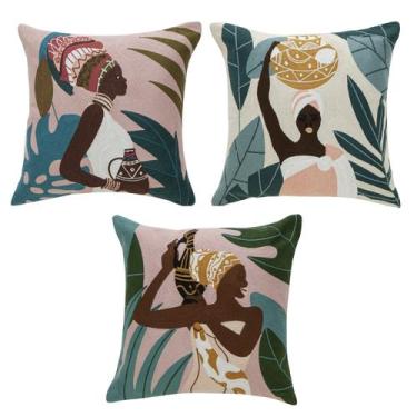 Imagem de Kit 03 Capas de Almofada Decorativa Sofá Africanas Jolitex