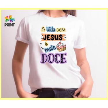 Imagem de Camiseta Adulto A Vida com Jesus é Mais Doce Est. Lilás - Religião Rel