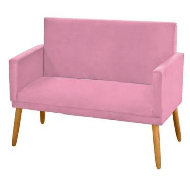 Imagem de Sofá Poltrona Nina para Sala de Espera 2 Lugares Suede Rosa - Maitê Mo