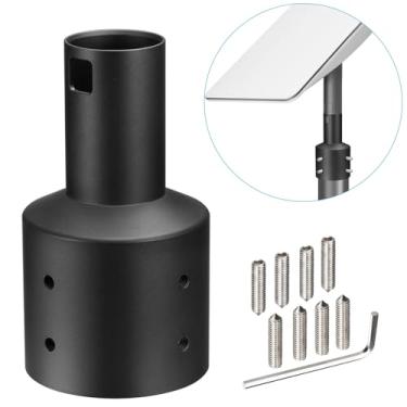 Imagem de SZSAUTO Kit de montagem de mastro de alumínio para antena parabólica Starlink Gen2 V2 - Diâmetro de tubo de ajuste dentro de 6 cm - Adaptador de montagem de tubo com reforço anti-rotação para kits de