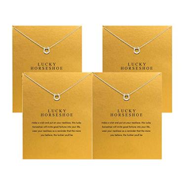 Imagem de Colar de trevo da amizade da Hundred River Colar de elefante de boa sorte com cartão de mensagem, vale-presente (pacote com 4)