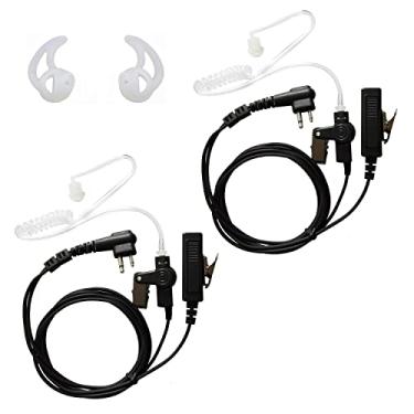 Imagem de Pacote com 2 fones de ouvido de tubo de bobina acústica com microfone de polícia compatível com rádio bidirecional Motorola Walkie Talkies CP GP CLS DTR Series com pontas auriculares