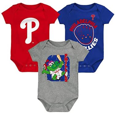 Imagem de Outerstuff Conjunto de macacão MLB para recém-nascidos e bebês de 0 a 24 meses, 3 peças (6/9 meses, Philadelphia Phillies)