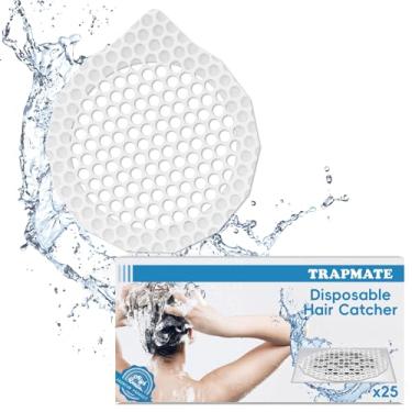 Imagem de TRAPMATE Pacote com 25 Unidades de Coletor de Cabelo Descartável para Ralo de Chuveiro, Adesivos de Malha Coletor de Cabelo, Coletor de Cabelo para Ralo de Banheira, Coletor de Cab (3,5 Polegadas-Redo