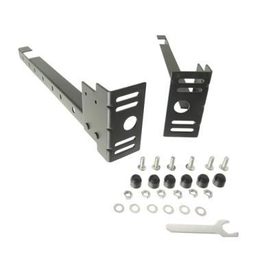 Imagem de TECH TEAM Conjunto de extensão de moldura de cama, estenda uma moldura de metal para atender a uma cabeceira de cama, 2 peças, ferragens incluídas, preto