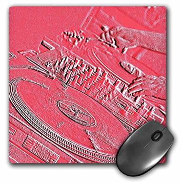 Imagem de DJ de música vermelha girando tocando com equipamento de deejay - arte grunge - mouse pad, 20 x 20 cm (mp_161559_1)