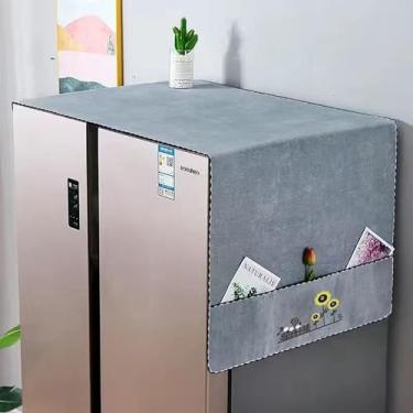 Imagem de Capa à prova de poeira para geladeira com bolsos de armazenamento, capa de poeira de geladeira para lavadora e secadora 71 pol. x 27 pol. / 180 cm x 68 cm (C x L)