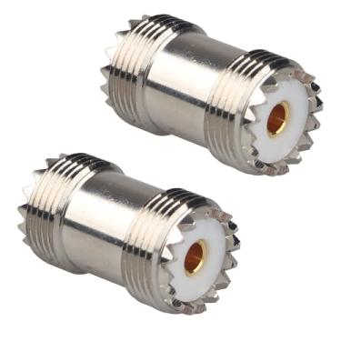 Imagem de Futheda 2 peças SO239 UHF fêmea para fêmea adaptador PL259 RF cabo coaxial conector compatível com Wi-Fi CB rádio amador walkie-talkie vídeo FPV antena amplificador de sinal de telefone transmissão
