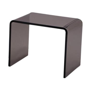 Imagem de ＫＬＫＣＭＳ Mesa lateral acrílica de acrílico, mesa final decorativa para banheiro, quarto com borda redonda, banco acrílico transparente, Cinza