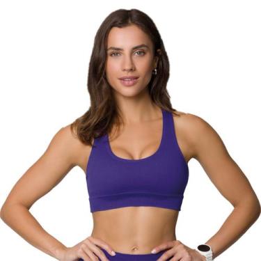 Imagem de Top Sem Costura Feminino Selene Sem Bojo Fitness Academia, Roxo, P