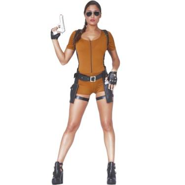 Imagem de Fantasia Feminina Adulta Carnaval Halloween Macacão Arqueologa Exploradora Cosplay de Luxo (M 42-44)