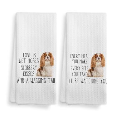 Imagem de NOQL Toalha Cavalier King Charles Spaniel, toalhas de cozinha para cães, conjunto de 2 toalhas de cozinha e panos de prato Cavalier King Charles Spaniel, presentes Cavalier King Charles Spaniel,