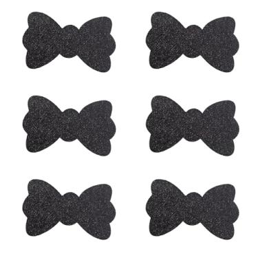 Imagem de 6 peças de almofada de cabelo mágica de laço preto, tapete de cabelo mágico de laço preto, clipes de adesivo de cabelo com lantejoulas fixas, franja de pasta mágica em forma de laço, franja de cabelo