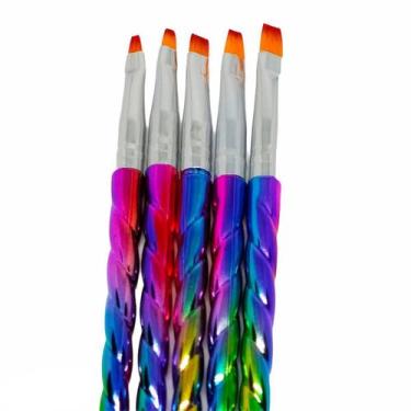 Imagem de Kit 5 Pincéis Para Alongamento De Unhas Espiral Furta-cor - Nails