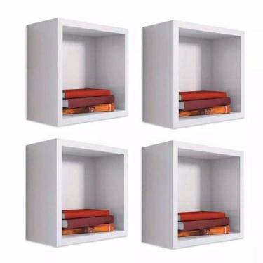 Imagem de Kit 04 Nichos Decorativo 31x31x15 Prateleira Cubo Sala Branco - M A So