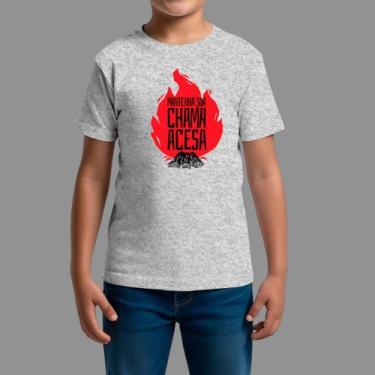 Imagem de Camisetas Infatil Básica Casual Confortável Gola Redonda Chama Acessa 