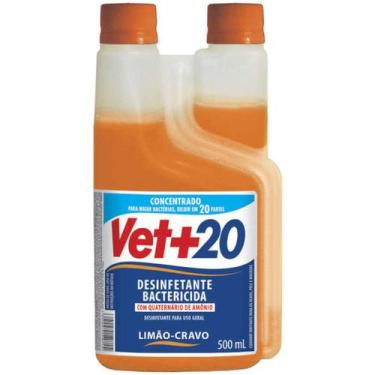 Imagem de Desinfetante Bactericida Concentrado  Vet20 Limão Cravo   500 ml - VET