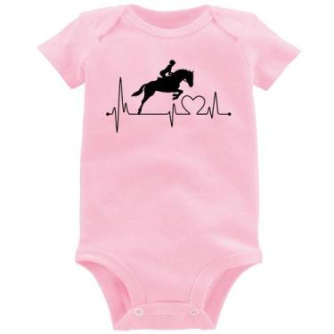 Imagem de Body Bebê Hipismo Batimentos Cardíacos - Foca na Moda, Rosa bebê, P