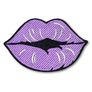 Imagem de Patchicon4u Violet Lips Kiss Sexy Women Pretty Lady Cute Mouth Batom Cosméticos Roxo Ferro em Costurar Aplique Bordado Patch para Jeans Jaquetas Roupas
