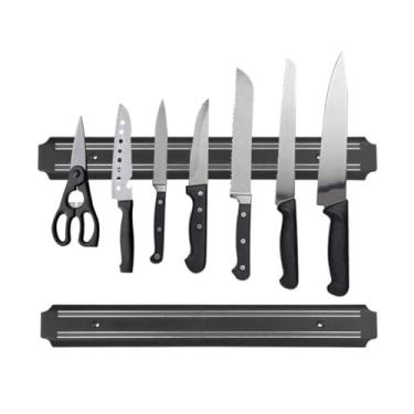 Imagem de Suporte para Facas Magnético Segura Ferramentas de Metal Porta Utensílios Cozinha Faqueiro Barra com Ímã Fixa Metal na Parede Prático Decoração 33cm