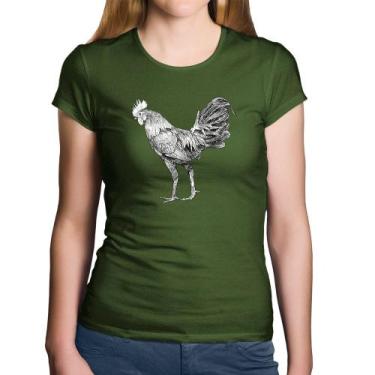 Imagem de Baby Look Algodão Galo Desenho - Foca na Moda, Musgo, G