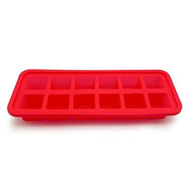 Imagem de Forma de Gelo de Silicone para 12 Cubos Vermelha - Mozcada