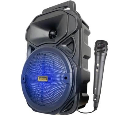 Imagem de Caixa De Som Bluetooth Amplificada Com Microfone Portatil Potente Musica Karaokê (preto)