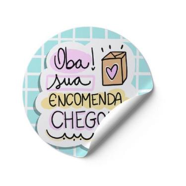 Imagem de 120 Adesivos Oba sua encomenda chegou Vinil etiqueta redondos mimo  Gr