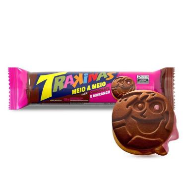 Imagem de Biscoito Recheado Trakinas Meio a Meio Chocolate e Morango 126g