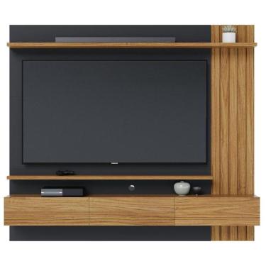 Imagem de Painel Para Tv Home Suspenso Juriti 1.8 Noce Milano Preto Acetinado - Colibri