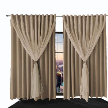 Imagem de Cortina Para Quarto E Sala Blecaute Bia 4,00 X 2,50 Cinza
