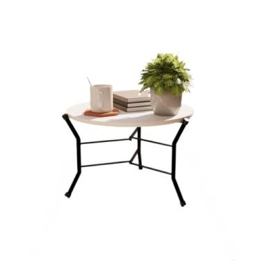 Imagem de Mesa De Centro Redonda Para Sala Sacada ou Piscina Mesinha Lateral Baixa Tripé Articulada(Branco)