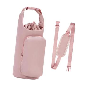 Imagem de simhoa Bolsa de tampa de copo de porta de garrafa de água com alça de ombro portátil luva de garrafa de água ao ar livre para acampamento ao ar livre, Rosa