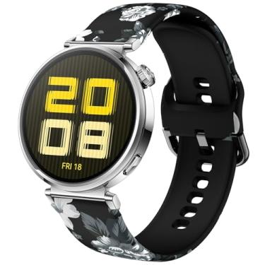 Imagem de DEALELE Pulseiras femininas compatíveis com Huawei Watch GT5 Pro de 42 mm/GT5/GT4 41 mm/Garmin Venu 3S/Forerunner 265S/Fossil Gen 6, pulseira feminina de silicone com estampa macia de 18 mm, cinza