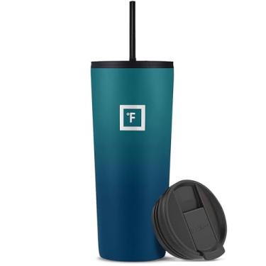 Imagem de IRON °FLASK Copo clássico - Garrafa de água de aço inoxidável isolada a vácuo, parede dupla, copo de bebida, caneca de viagem isolada (noite escura, tampa sólida de 680 g)