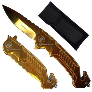 Imagem de Canivete com Lâmina Inox, Quebra-Vidro, Cortador de Fios e Abertura Se