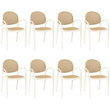 Imagem de Kit 8 Cadeiras De Jantar Roma Com Braço Para Sala E Cozinha - Bege