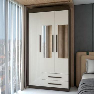 Imagem de Guarda-Roupa Solteiro Sublime 3 Portas 2 Gavetas com Espelho Imbuia/Of