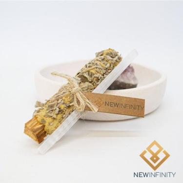 Imagem de Kit Selenita e Defumador Bastão de Palo Santo Emantado com Salvia - Ne