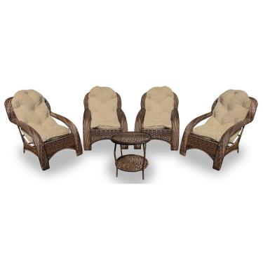 Imagem de Conjunto de Poltronas Fibra Sintética e 1 Mesa Centro