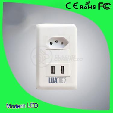 Imagem de Tomada De Parede 1 Entrada Fonte 2 Usb 5v 10a Bivolt