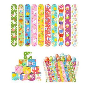 Imagem de DimiGlobal 50 peças de pulseiras de páscoa para crianças, pulseiras de páscoa, pulseira de pressão em massa, brindes de festa, suprimentos para crianças e adolescentes, presentes de cesta de Páscoa, prêmios de sala de aula, presentes de troca, tton, Sem pedras preciosas