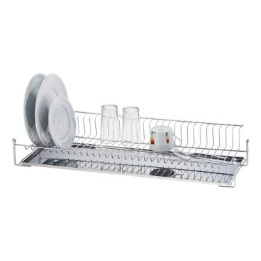 Imagem de Escorredor de Louças Fixo para Parede, 57 cm, Cromado, com Bandeja Coletora