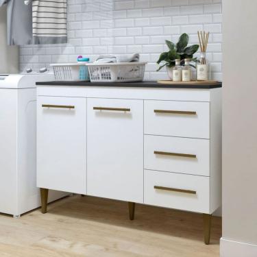 Imagem de Armário Multiuso Petrópolis 2 Portas 3 Gavetas Branco - Kaiki Móveis