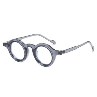 Imagem de JRLLFD Moda Pequeno Redondo Cor Dupla Mulheres Óculos Armação Retro Punk Homens Lente Transparente(3)