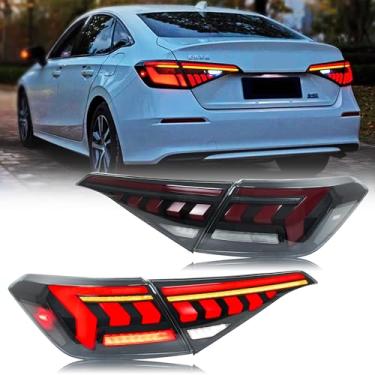 Imagem de Conjunto de luzes traseiras de LED compatível com Honda Civic 2022-2026 Sedan 11ª geração de animação dinâmica sequencial acessório de lâmpadas traseiras