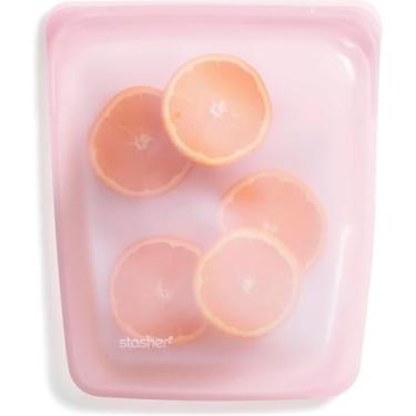 Imagem de Stasher Saco de armazenamento reutilizável de silicone platinado de grau alimentício, rosa (1/2 galão) | Reduza o plástico de uso único | Cozinhe, armazene, faça sous vide ou congele | à prova de