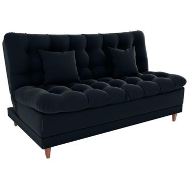 Imagem de Sofa Cama 2 Lugares 185 Cm Duda Veludo Inca E451 Milani Store Preto