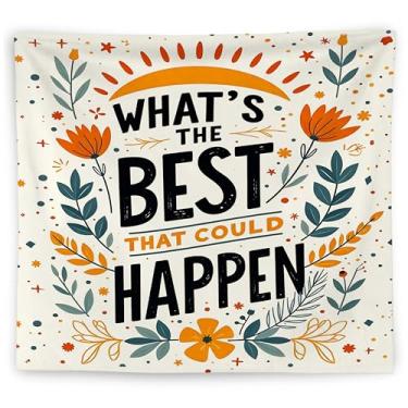 Imagem de WNAGT What's the Best That Could Happen Tapeçaria motivacional para pendurar na parede, floral positiva afirmações inspiradoras decoração de parede para cozinha, casa, bar, 127 x 152 cm