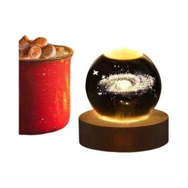 Imagem de Luzes Noturnas De Cristal 3D Galaxy Astronauta Moon Lamp USB Candeeiro